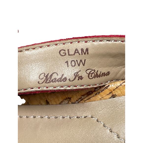 NYDJ Glam Strappy Sandals Women's 10 Wide Block Heel Red Slip-on Dainty Nautical - Picture 10 of 11